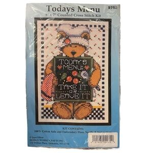 VTG Counted Cross Stitch Kit 5x7 Today’s Menu Joan Elliott‎ #9752 NEW